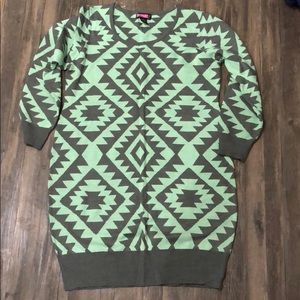 Plus Size Tribal Print Sweater Dress 2x
